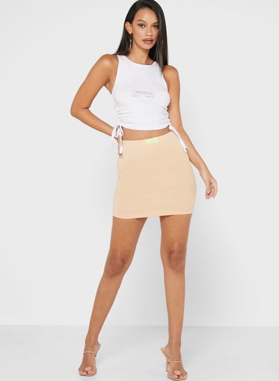 Buy Bodycon Fit Mini Skirt Beige in Saudi Arabia