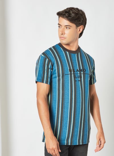 Buy Stripe Print T-Shirt Blue in Saudi Arabia