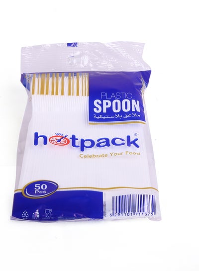 Buy 50-Piece Plastic Spoon White in Saudi Arabia