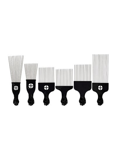 Buy 6-Piece Styling Pick Comb Set Black/Silver in UAE