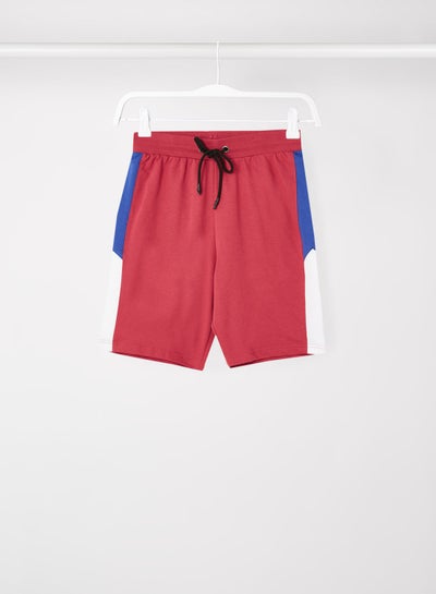 Buy Contrast Stripe Detail Elastic Waistband Drawstring Shorts Red/Blue/White in Saudi Arabia