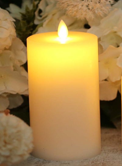 اشتري شمعة بإضاءة LED عديمة اللهب بتصميم متأرجح وعصري ومصنوعة من مواد ذات جودة مميزة وفاخرة لمنزل أنيق ومثالي طراز Candle06 أبيض 7.5 x 15سم في الامارات