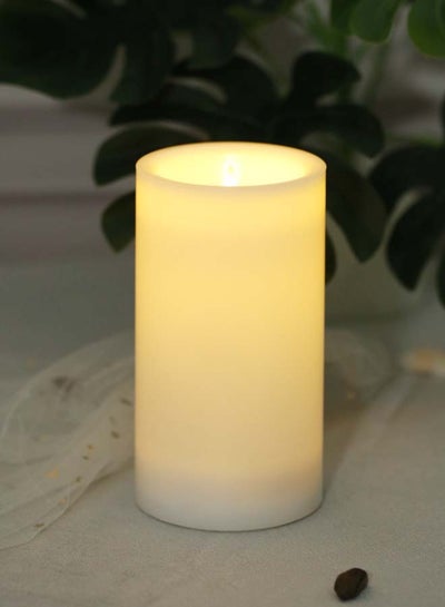 اشتري شمعة بإضاءة LED عديمة اللهب ومضادة للماء بتصميم عصري ومصنوعة من مواد ذات جودة مميزة وفاخرة لمنزل أنيق ومثالي طراز Candle09 أبيض 7.5 x 10سم في السعودية