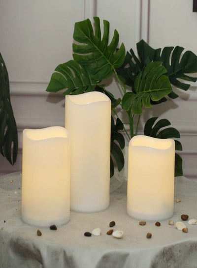 Buy Modern Unscented Wax Pillar Candles Set Unique Luxury Quality Product For The Perfect Stylish Home Candle12 Ivory in Saudi Arabia