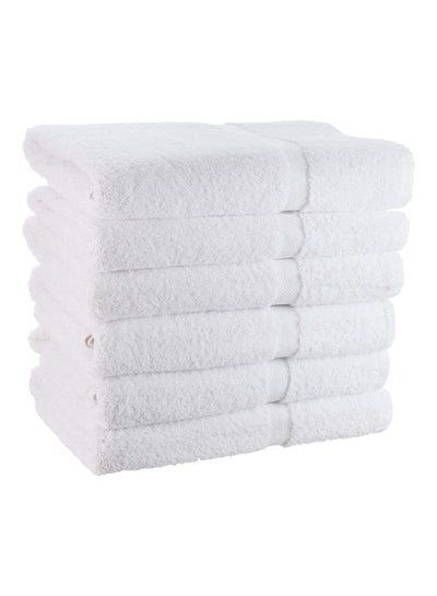 Buy Pack of 6 Cotton Bath Towel White 70 X 140cm in UAE