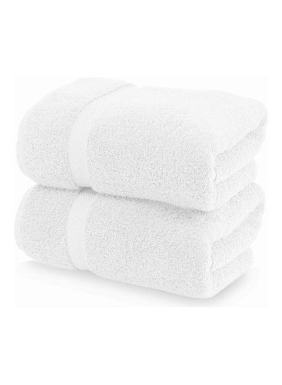 Buy Pack of 2 Luxury Cotton Bath Towel White 70 X 140cm in UAE