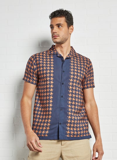 Buy Short Sleeve Printed Shirt Navy in Saudi Arabia