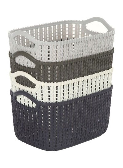 Buy 4-Piece Rectangular Storage Basket Set Multicolour 24x17x12cm in Saudi Arabia