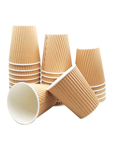 Buy 25-Piece Ripple Disposables Coffee Cup Brown in Saudi Arabia