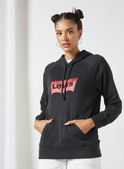 Buy Graphic Logo Batwing Hoodie Black in UAE