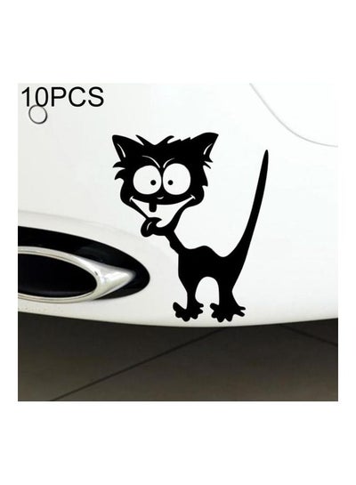 اشتري 10 -Piece Cat Pattern Car Styling Sticker Reflective Waterproof Vinyl Funny Car Sticker في الامارات