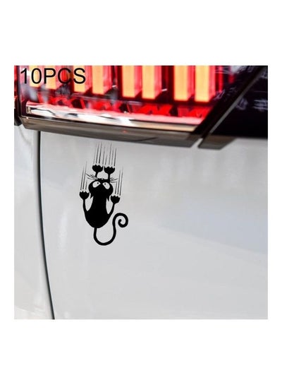 اشتري 10-Piece YOJA Waterproof Cat Pattern Car Sticker Funny Animal Vinyl Decal Car Window Bumper Stickers, Size: 7.5x15cm في الامارات