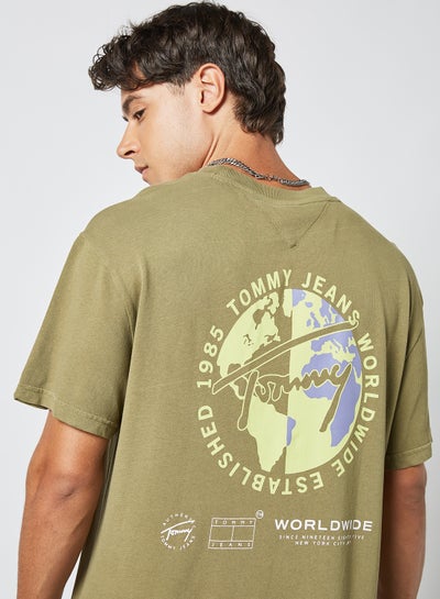 Circle Abstract Pigment Dyed T-Shirt Olive price in UAE | Noon UAE