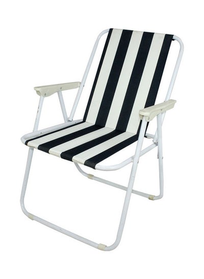 Buy Patio Folding Stripe Chair White/Black 75x52cm in UAE