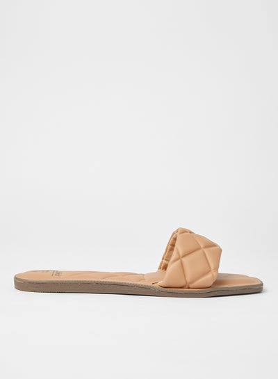 Buy Buffy Quilted Flat Sandals Beige in Saudi Arabia