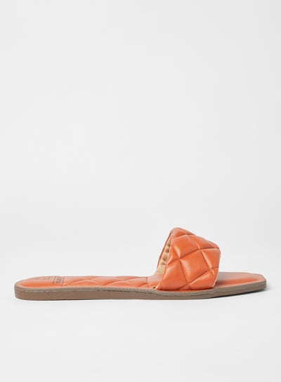 Buy Buffy Quilted Flat Sandals Orange in Saudi Arabia