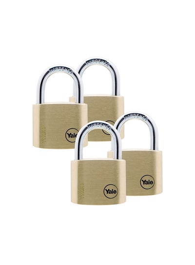 Buy Y110/40/123/4 4-Piece Brass Padlock Set Gold/Silver 40mm in UAE