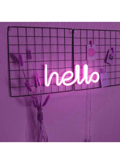 اشتري مصباح ليلي بإضاءة LED نيون بتصميم كلمة "Hello" لديكور الحائط أرجواني سادة 34 x 11.5سم في الامارات