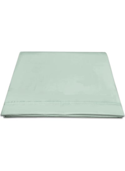 Buy 100% Long Staple Soft Sateen 400 Thread Count Weave King Size Flat Bed Sheet Cotton Sage 300x280cm in UAE