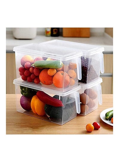 Buy 4-Piece Fridge Plastic Food Storage Container Clear 31x15x16cm in UAE