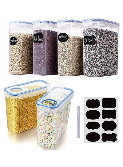 Buy 6 Piece Cereal And Dry Food Storage Containers Set Multicolour 20 x 18 x 7cm in UAE