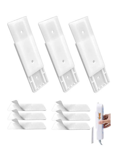 Buy 3-Piece Self Adhesive Wall Mount Power Strip Fixator Set White 10x4cm in UAE