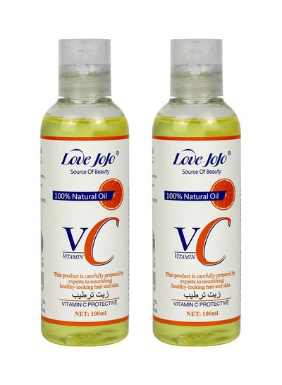 Buy 2-Piece Vitamin C Hair And Skin Repair Moisturizing Oil Yellow 200ml in Saudi Arabia