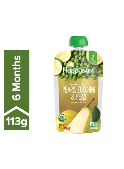 Buy Pears Zucchini And Peas Organic Baby Food Stage 2 113grams in UAE