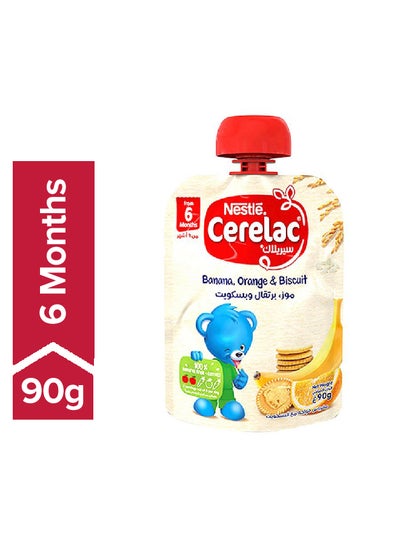 Buy Nestlé Fruits Puree Pouch Banana Orange Biscuit 90grams in UAE