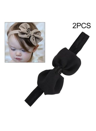 Buy 2-Piece Baby Headband Ribbon Black in UAE