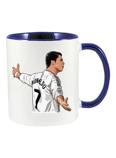 Buy Cristiano Ronaldo Printed Mug Blue in Saudi Arabia