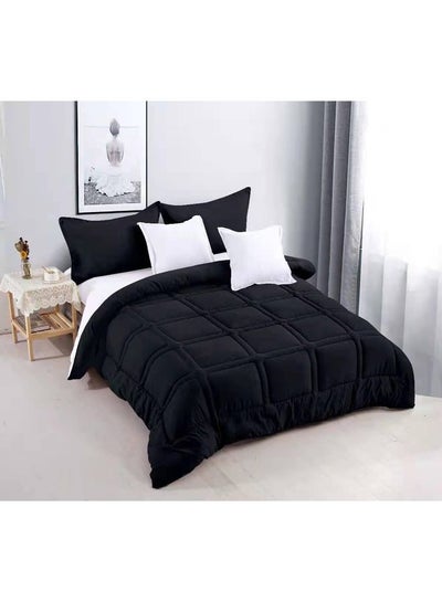 Buy 6-Piece King Geometric Comforter Set Cotton Black in UAE