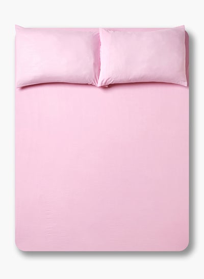 اشتري Fitted Bedsheet Set Queen Size Size Microfiber Material Light Weight Soft Feel Everyday Use 90 GSM 1 Bed Sheet And 2 Pillow Case Rose Pink Color Polyester Rose Pink 160 x 200 + 33cm في الامارات