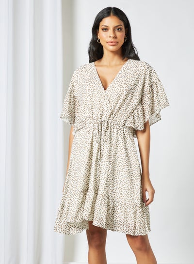 Buy All-Over Print Dress Beige in Saudi Arabia