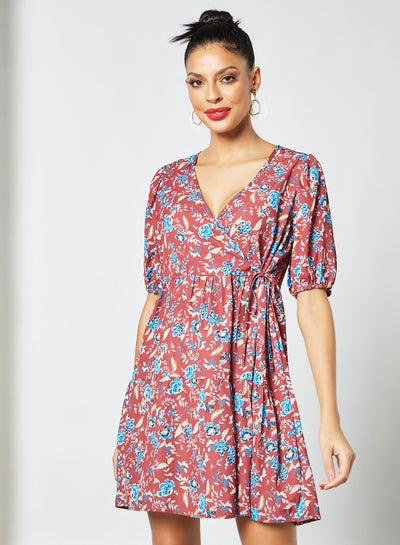 Buy Floral Print Mini Dress Multicolour in Saudi Arabia