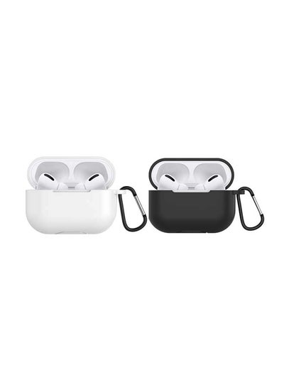 Buy 2-Piece Silicone Case For Apple AirPods Pro Black/White in Saudi Arabia