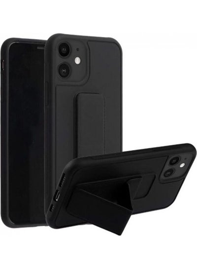 Buy Protective Case Cover With Finger Grip Stand For iPhone 12 Pro/12 Black in Saudi Arabia