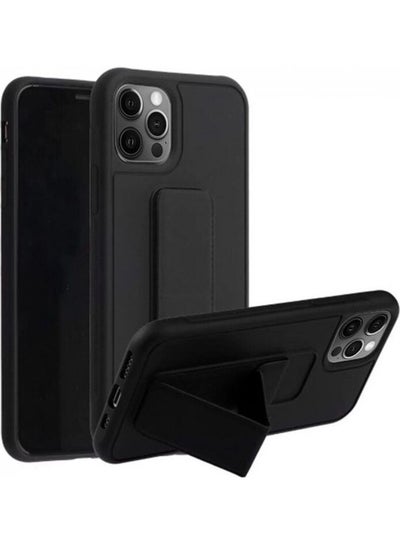 Buy Protective Case Cover With Finger Grip Stand For Apple iPhone 11 Pro Black in UAE