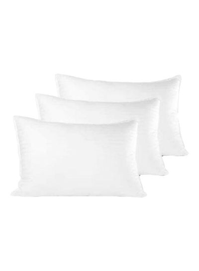 Buy 3- Piece Of Comfortable Strip Hotel Pillow Microfiber White 90x50cm in Saudi Arabia