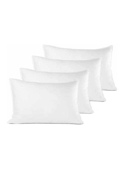 Buy 4- Piece Of Comfortable Strip Hotel Pillow Microfiber White 75x50cm in Saudi Arabia