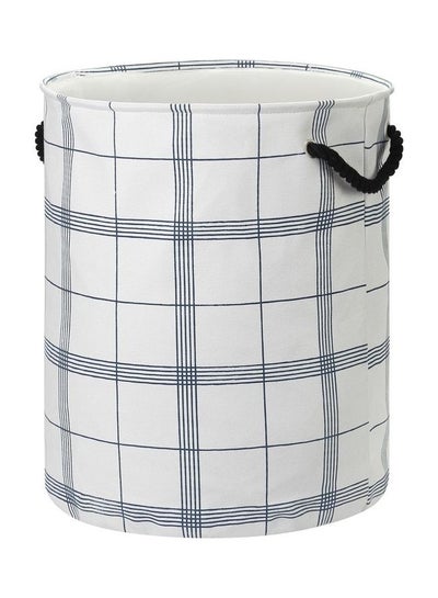 Buy Round Laundry Basket With Printed Lines White 40x50cm in Saudi Arabia