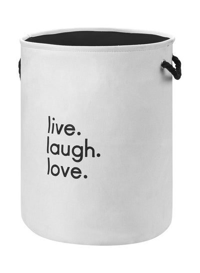 Buy Round Laundry Basket With Printed Letters White 40x50cm in Saudi Arabia