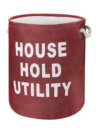 Buy Round Laundry Basket With Printed Letters Red 40x50cm in Saudi Arabia