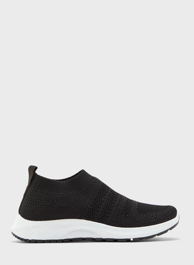 Buy Women's Metallic Knit Pull On Sneakers Black in UAE