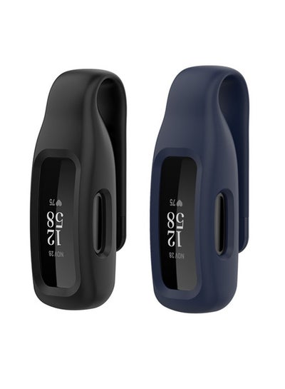 Buy 2-Piece Silicone Clip For Fitbit Inspire 2 Black/Navy in Saudi Arabia