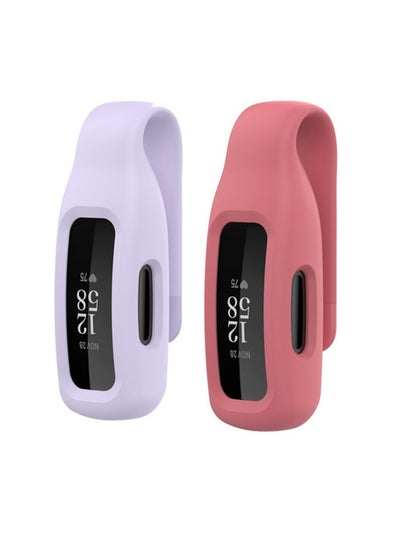 Buy 2-Piece Silicone Clip For Fitbit Inspire 2 Red/Purple in Saudi Arabia