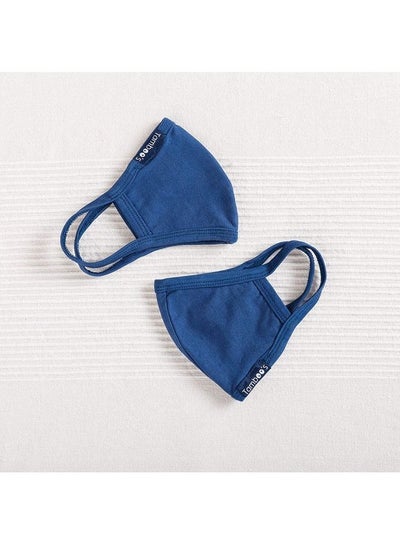 Buy 2-Piece Eco Friendly Reusable Washable Soft Adults Face Masks Deep Blue 30x13.5cm in UAE