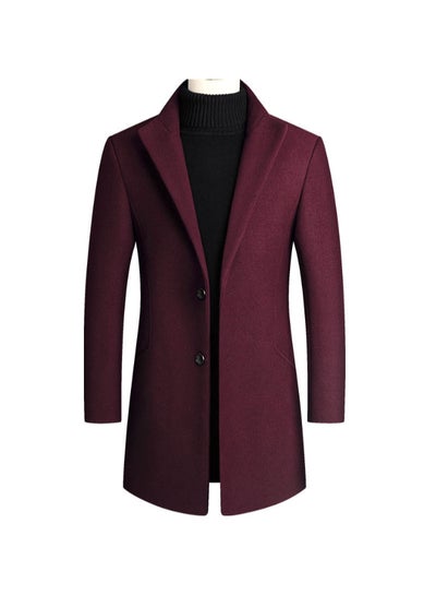 Buy Casual Woollen Overcoat Red in UAE
