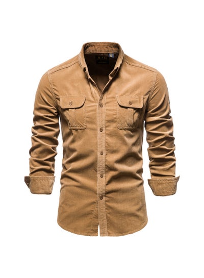 Buy Slim Casual Shirt Brown in Saudi Arabia