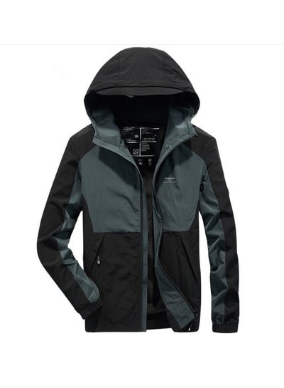 Buy Hooded Casual Loose Jacket Black/Green in Saudi Arabia